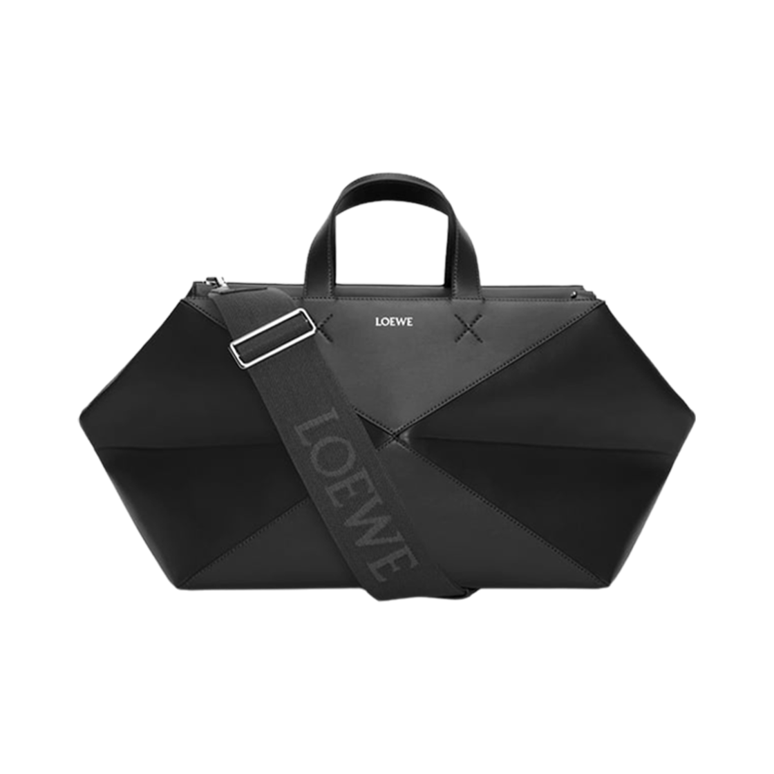 B510PUBX01-1100 Loewe Puzzle Fold Duffle in Shiny Calfskin Black
