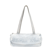 Matin Kim Logo Washed Denim Duffel Bag Sky