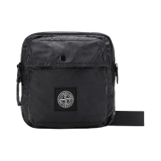 Stone Island 90270 Mussola Gommata Canvas Print Map Holder Bag Black - 23SS