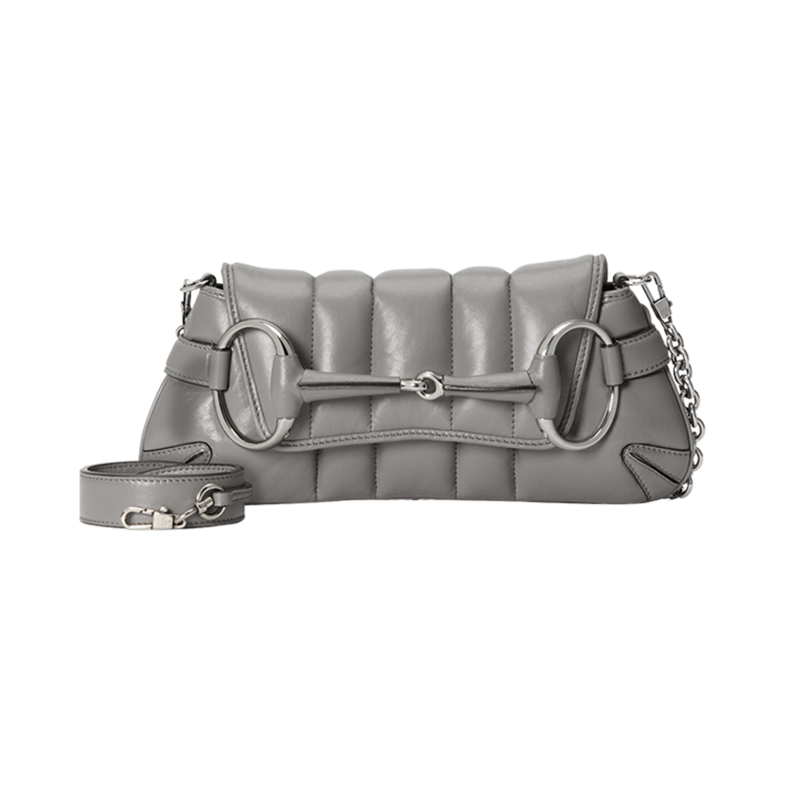 구찌 홀스빗 체인 스몰 숄더백 그레이 레더(Gucci Horsebit Chain Small Shoulder Bag Grey Leather) - 3