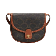 Celine Besace Shoulder Bag in Triomphe Canvas Tan