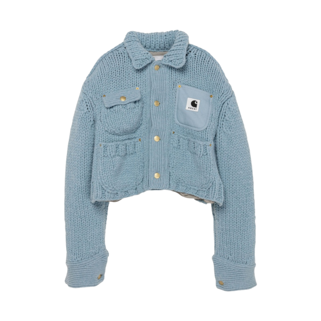 (W) 사카이 x 칼하트 WIP 니트 자켓 미시간 라이트 블루((W) Sacai x Carhartt WIP Knit Jacket Michigan Light Blue)