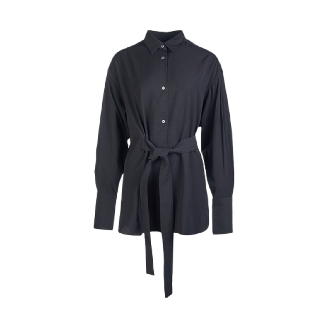 (W) 스튜디오 니콜슨 콘델 벨티드 셔츠 블랙((W) Studio Nicholson Condell Belted Shirt Black)