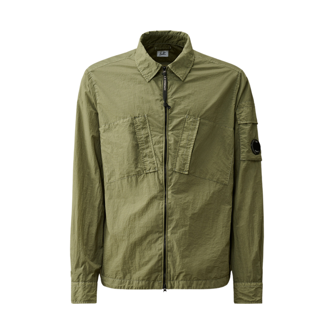 16CMSH111A005783G627 C.P. Company Taylon L Zipped Shirt Agave Green - 24SS