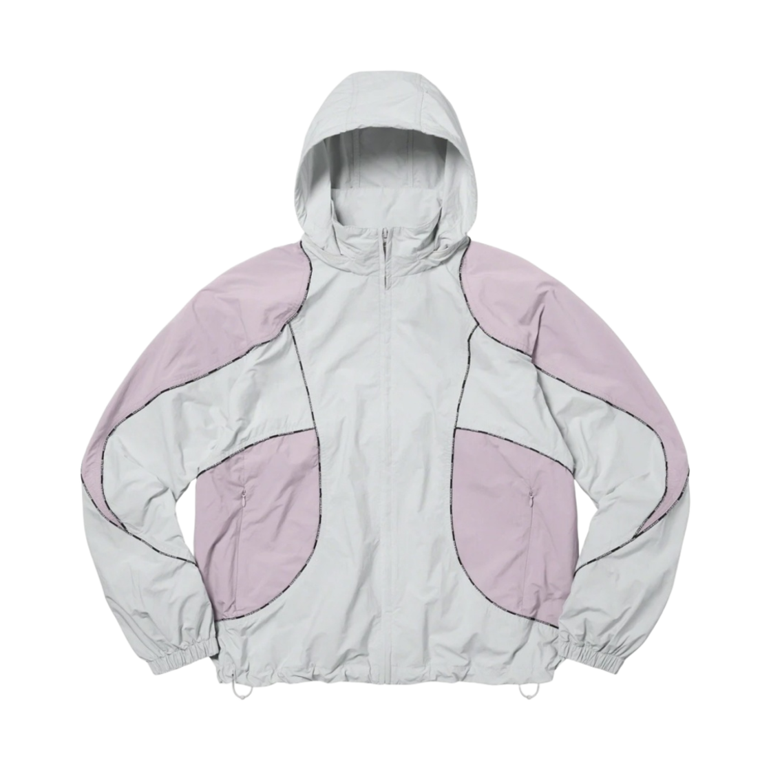 슈프림 로고 파이핑 후드 트랙 자켓 그레이 - 23FW