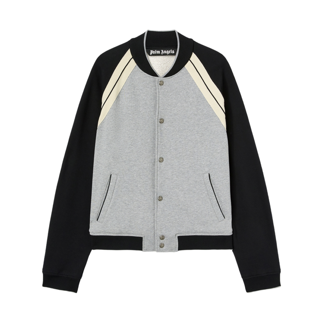팜엔젤스 커브드 로고 트랙 바시티 그레이 멜란지(PALM ANGELS Curved Logo Track Varsity Grey Melange)
