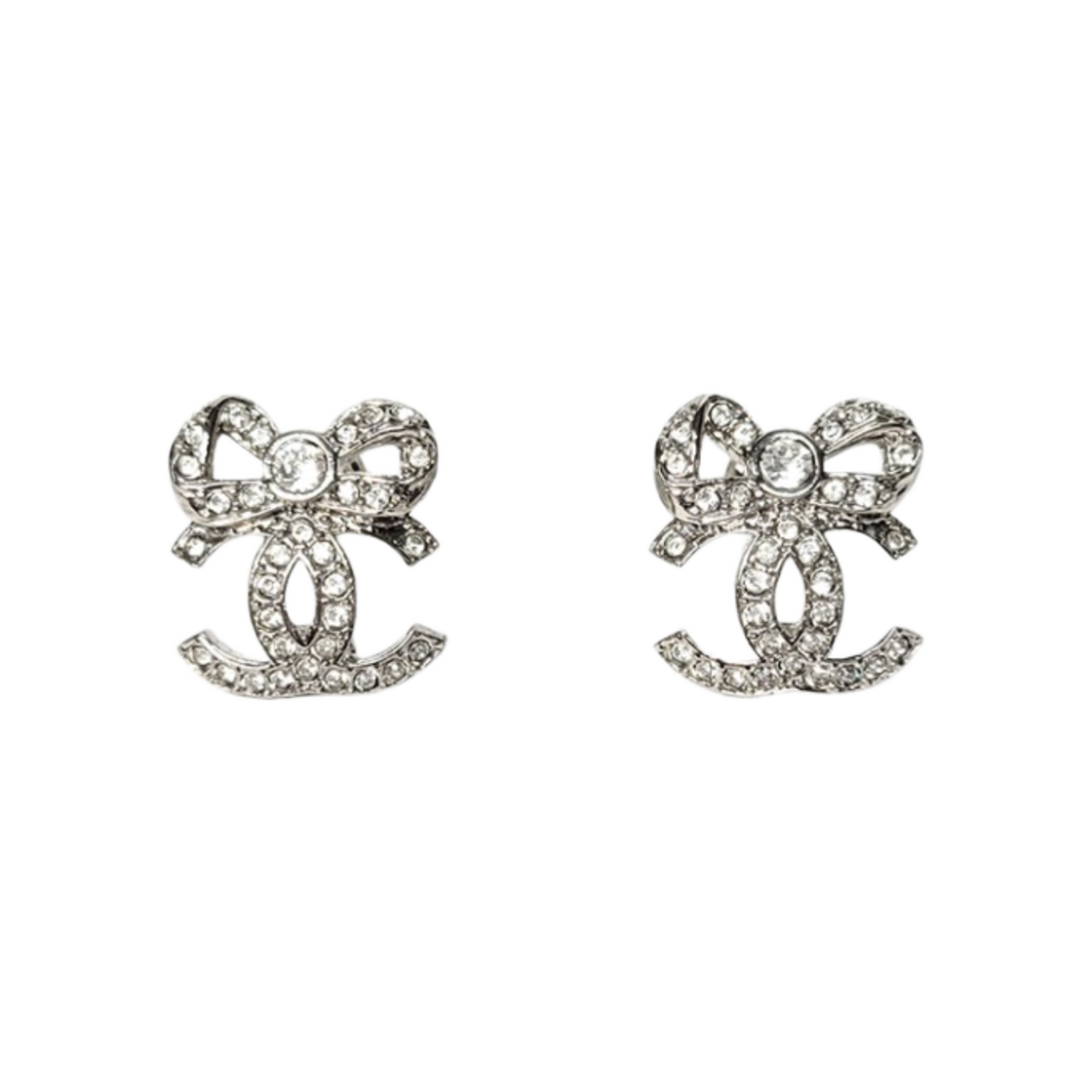 (W) 샤넬 이어링 메탈 디아만테 & 실버 크리스탈((W) Chanel Earrings Metal Diamantes & Silver Crystal) - 1