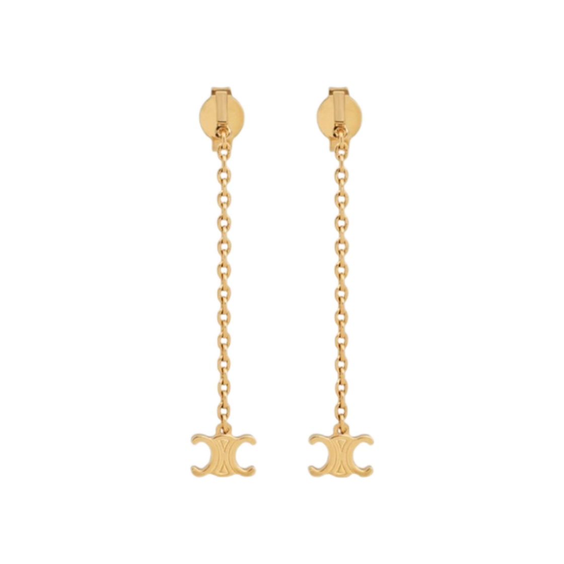 (W) 셀린느 브래스 골드 피니쉬 트리옹프 미니 이어링 골드((W) Celine Triomphe Mini Earrings in Brass with Gold Finish Gold) - 1