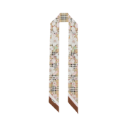 Burberry Floral Check Print Silk Skinny Scarf
