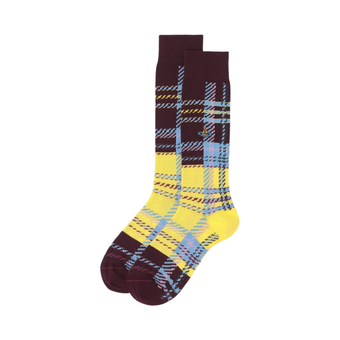 (W) 비비안 웨스트우드 맥 앤디 타르탄 크루 삭스 와인((W) Vivienne Westwood Mac Andy Tartan Crew Socks Wine) - 1