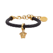 Versace Medusa Braided Leather Bracelet Black
