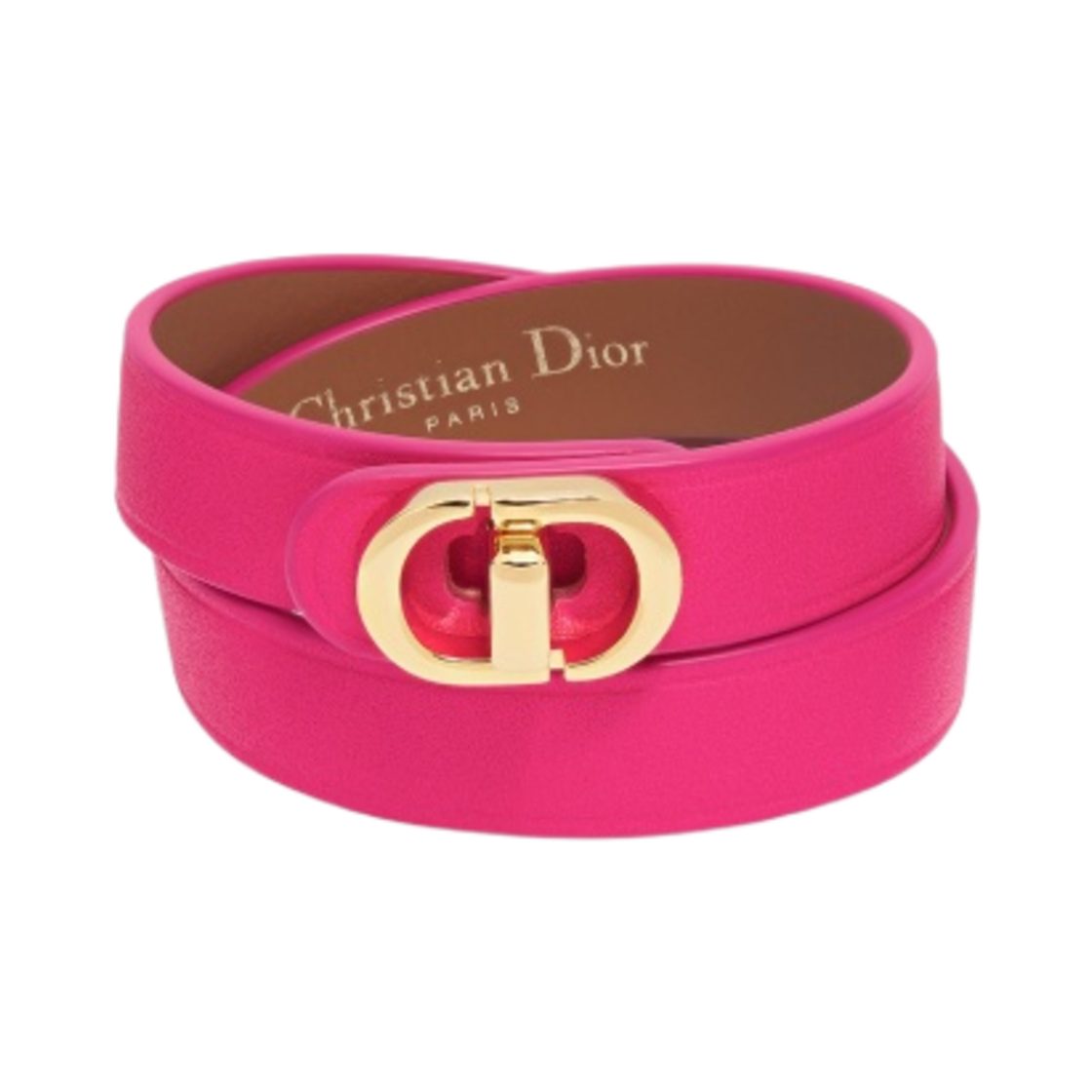 (W) 디올 30 몽테뉴 더블 브레이슬릿 라니 핑크 카프스킨 골드 피니쉬 메탈((W) Dior 30Montaigne Double Bracelet Rani Pink Calfskin Gold Finish Metal) - 1