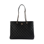 Chanel Large Shopping Bag Grained Calfskin & Gold Black
