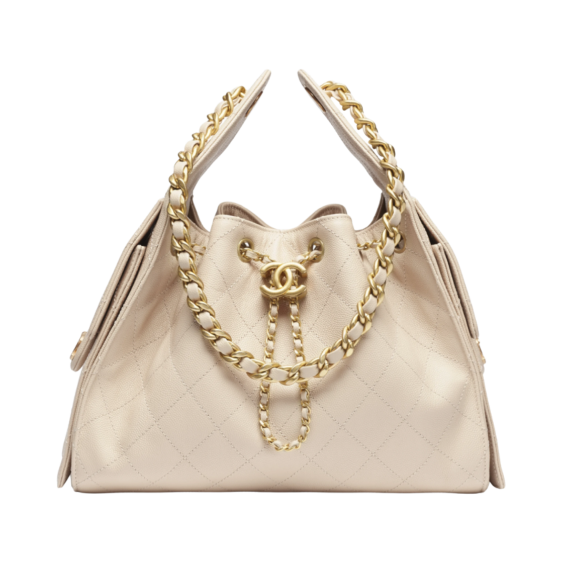 샤넬 25 스몰 핸드백 그레인드 카프스킨 & 골드 메탈 베이지