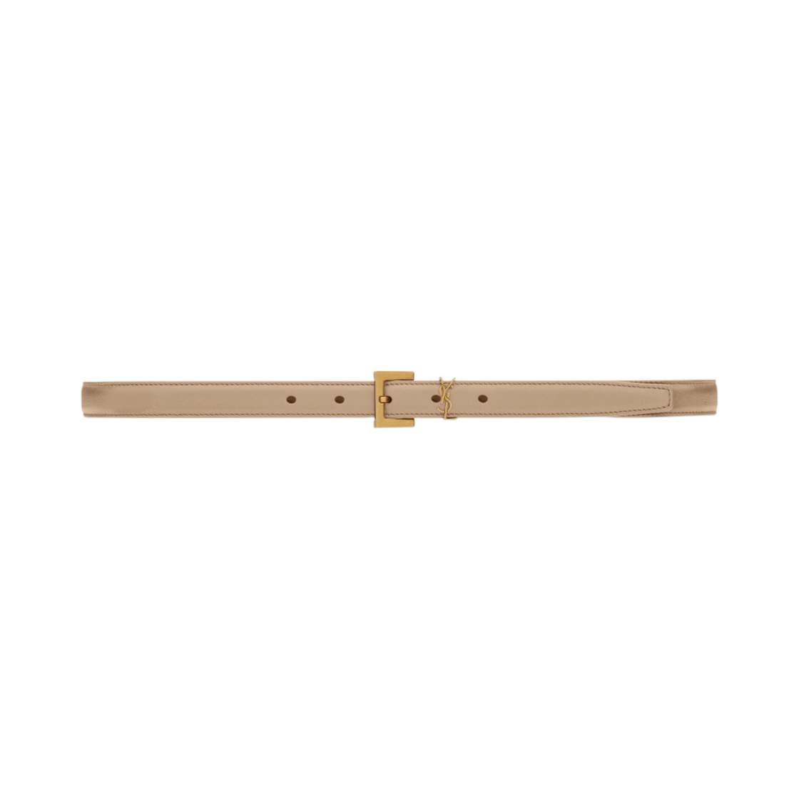 (W) 생로랑 카산드라 씬 벨트 스퀘어 버클 박스 생로랑 레더 다크 베이지((W) Saint Laurent Cassandre Thin Belt with Square Buckle in Box Saint Laurent Leather Dark Beige)