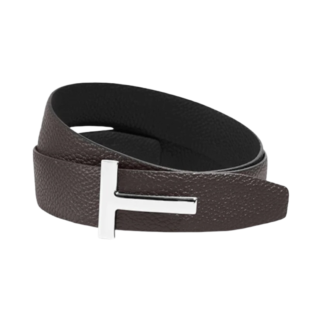 TB224-LCL236S-3BN06 Tom Ford Leather Reversible Buckle T Belt Brown Black