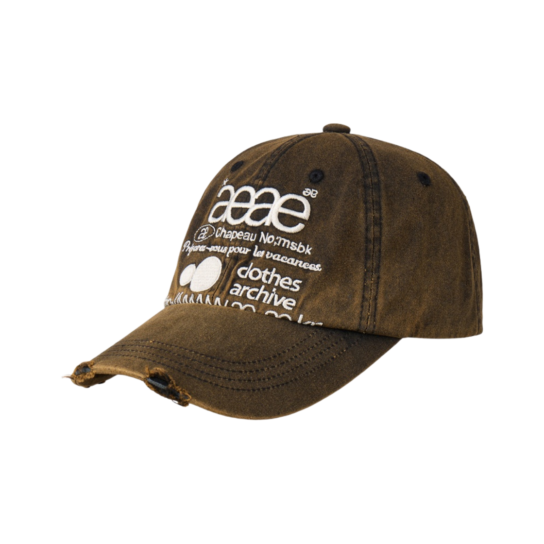 에이에이 웹 로고 데미지드 캡 다크 브라운(Aeae Web Logo Damaged Cap Dark Brown) - 2
