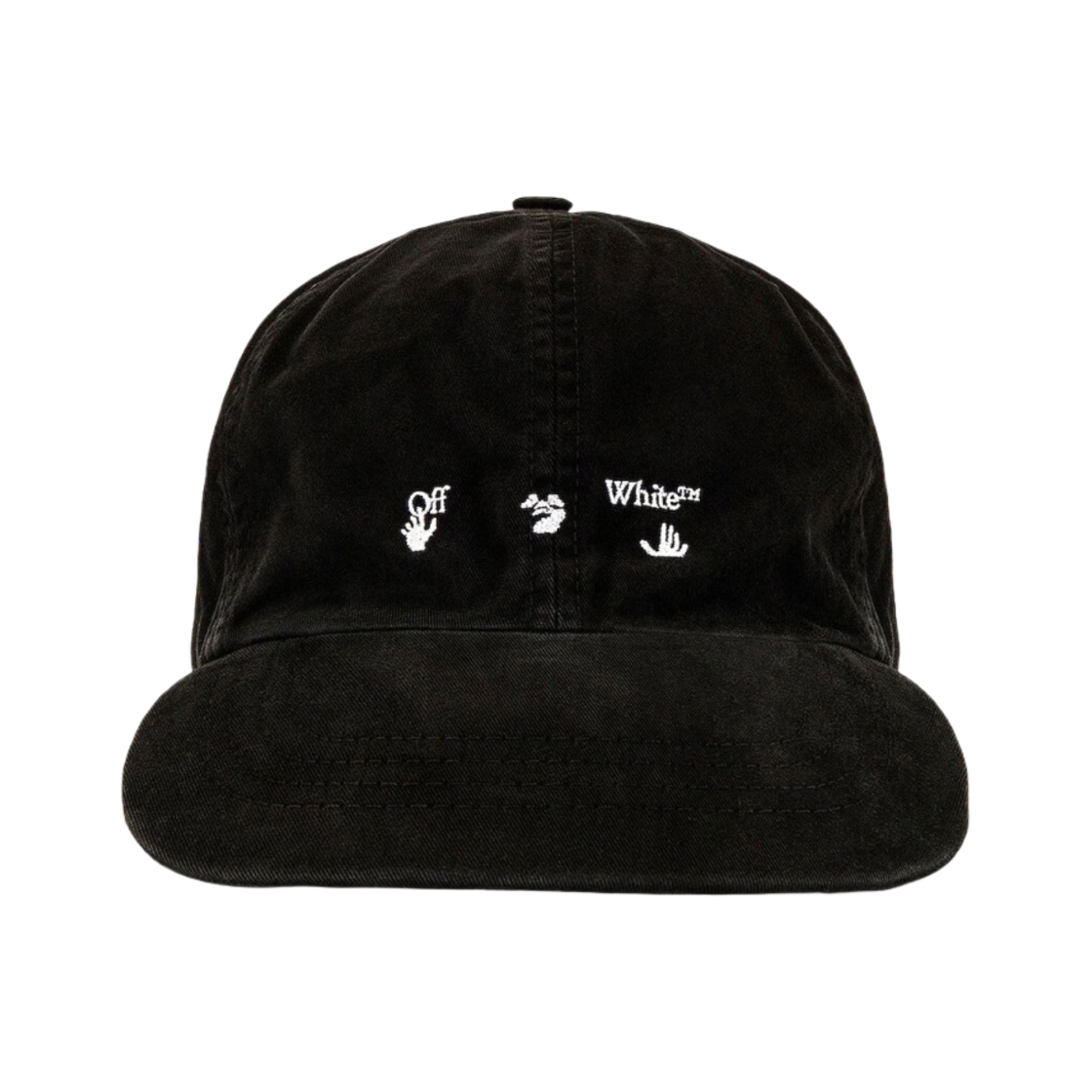 오프화이트 스위밍 맨 자수 베이스볼 캡 블랙 화이트(Off-White Swimming Man Embroidered Baseball Cap Black White)