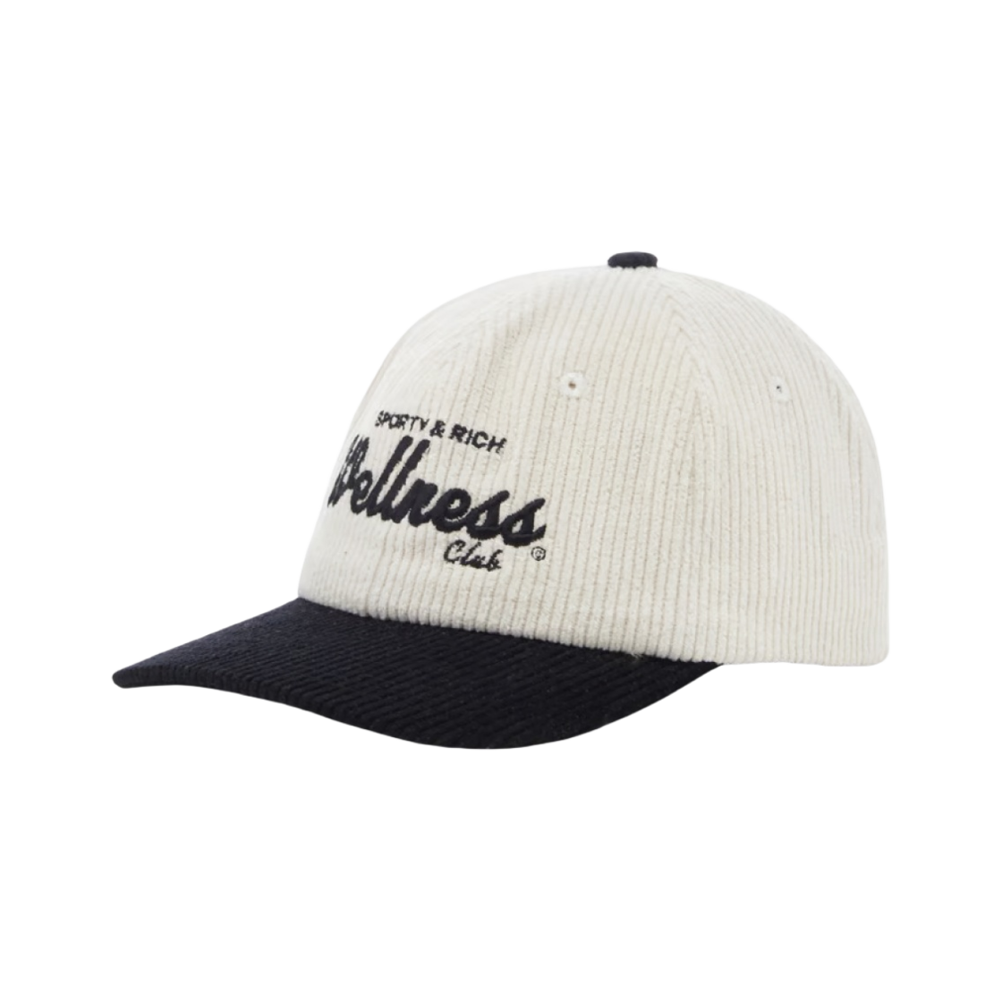 AC833BK Sporty & Rich Wellness Club Corduroy Hat Black White