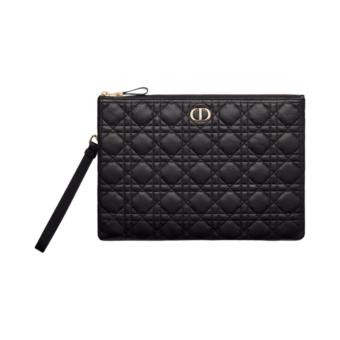 S5086UWHC-M900 Dior Large Caro Daily Pouch Supple Cannage Calfskin Black