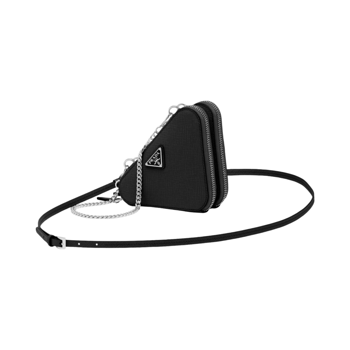 프라다 사피아노 트라이앵글 미니 파우치 블랙(Prada Saffiano Triangle Mini Pouch Black)