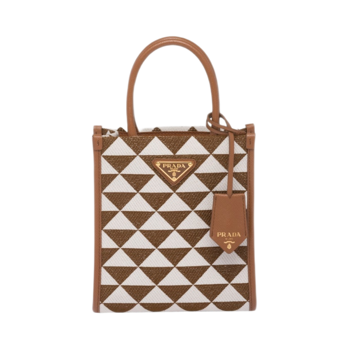 프라다 심볼 자수 패브릭 미니백 토바코 초크 화이트(Prada Symbole Embroidered Fabric Mini Bag Tobacco Chalk White) - 1