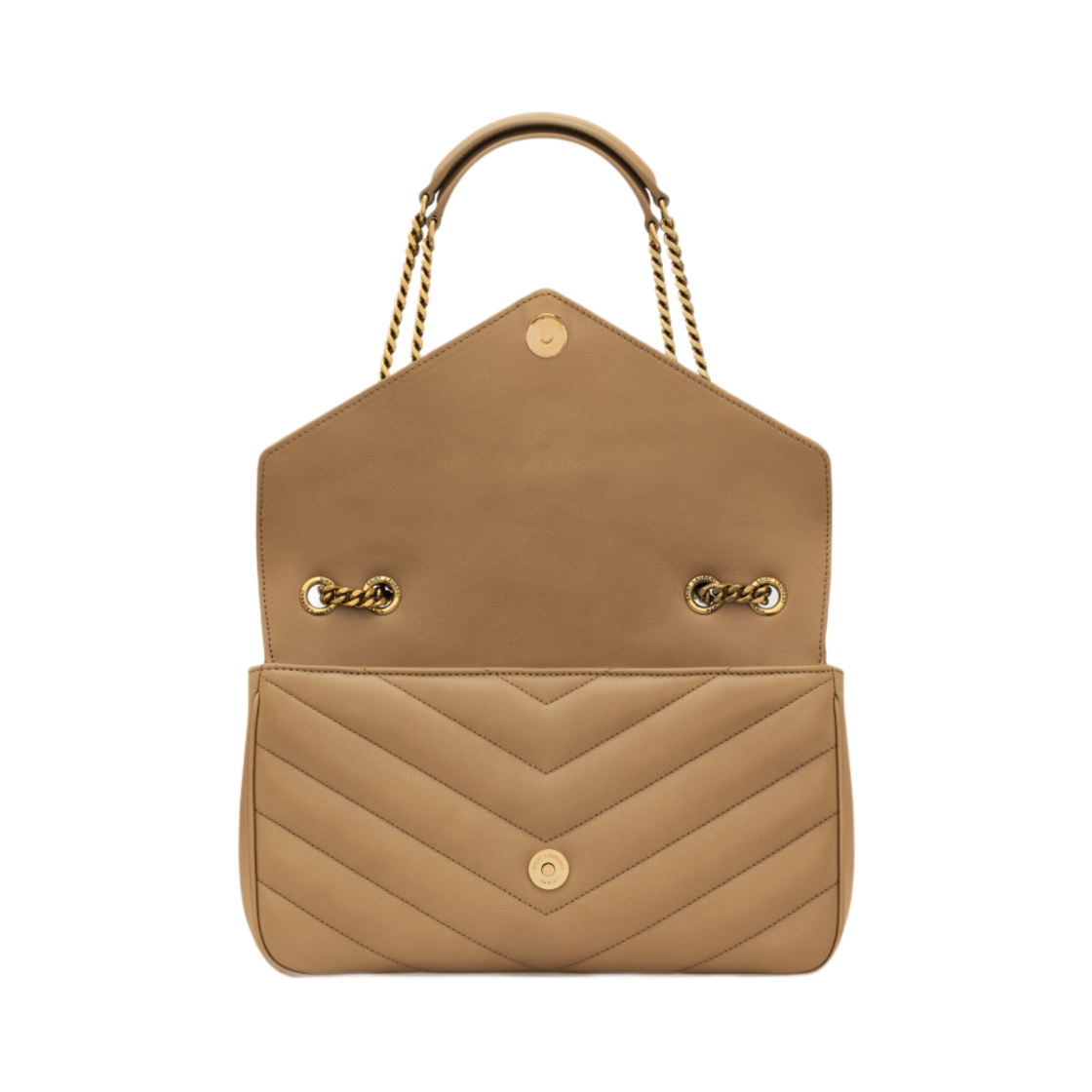 생로랑 루루 미디움 마틀라세 램스킨 내츄럴 탄(Saint Laurent Loulou Medium in Matelasse Lambskin Natural Tan) - 3
