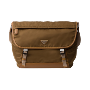 Prada Re-Nylon Leather Shoulder Bag Cork Beige