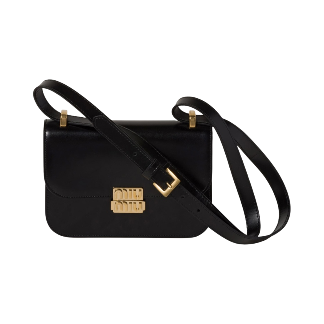 미우 미우 레더 숄더백 블랙(Miu Miu Leather Shoulder Bag Black) - 1