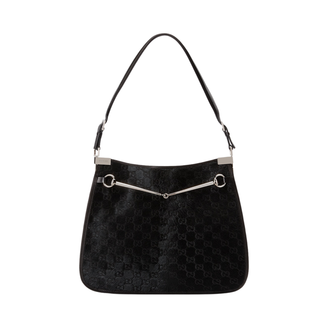 구찌 홀스빗 슬림 미디움 숄더백 블랙 카프 헤어(Gucci Horsebit Slim Medium Shoulder Bag Black Calf Hair) - 1