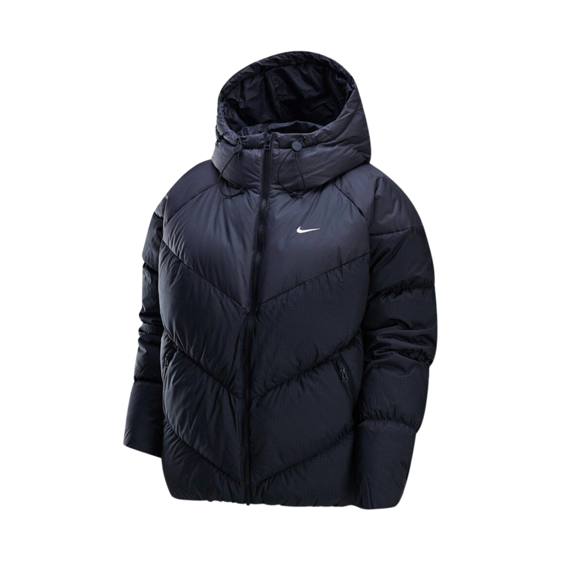 (W) 나이키 NSW 윈드 푸퍼 스톰핏 루즈 다운 자켓 블랙 화이트 - 아시아((W) Nike NSW Wind Puffer Storm-Fit Loose Down Jacket Black White - Asia) - 1