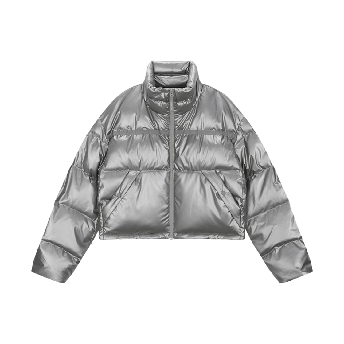 마뗑킴 로고 테이핑 퍼퍼 다운 점퍼 실버(Matin Kim Logo Taping Puffer Down Jumper Silver)