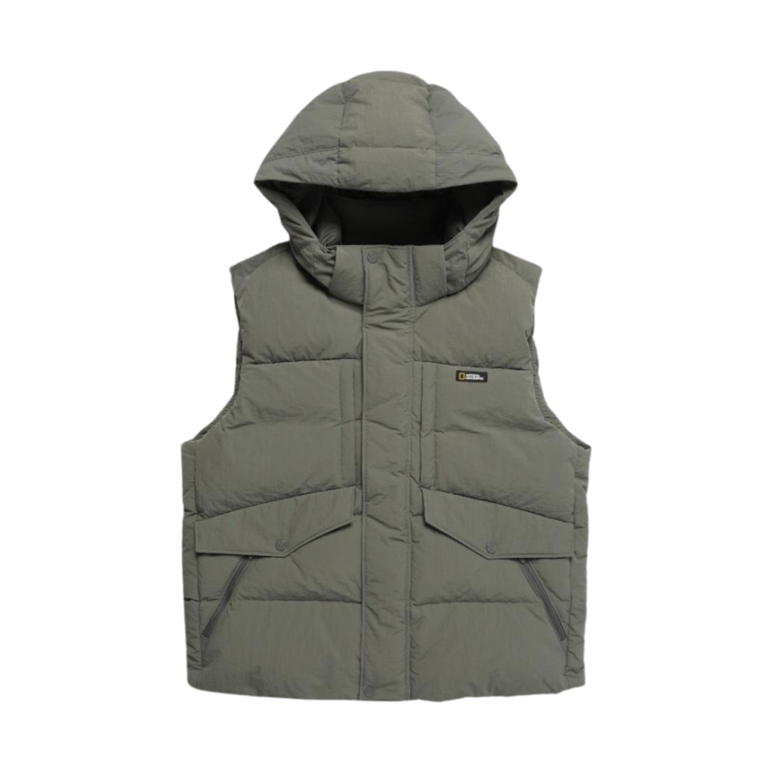 N244UDV040 National Geographic Helena Hood Down Vest Khaki
