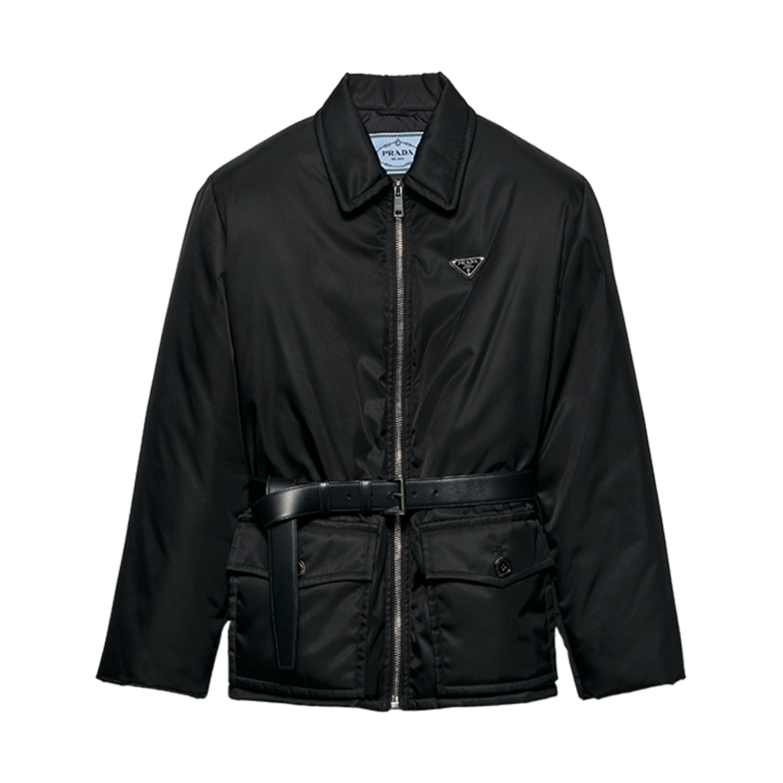 (W) 프라다 리나일론 다운 자켓 벨트 블랙((W) Prada Re-Nylon Down Jacket with Belt Black)