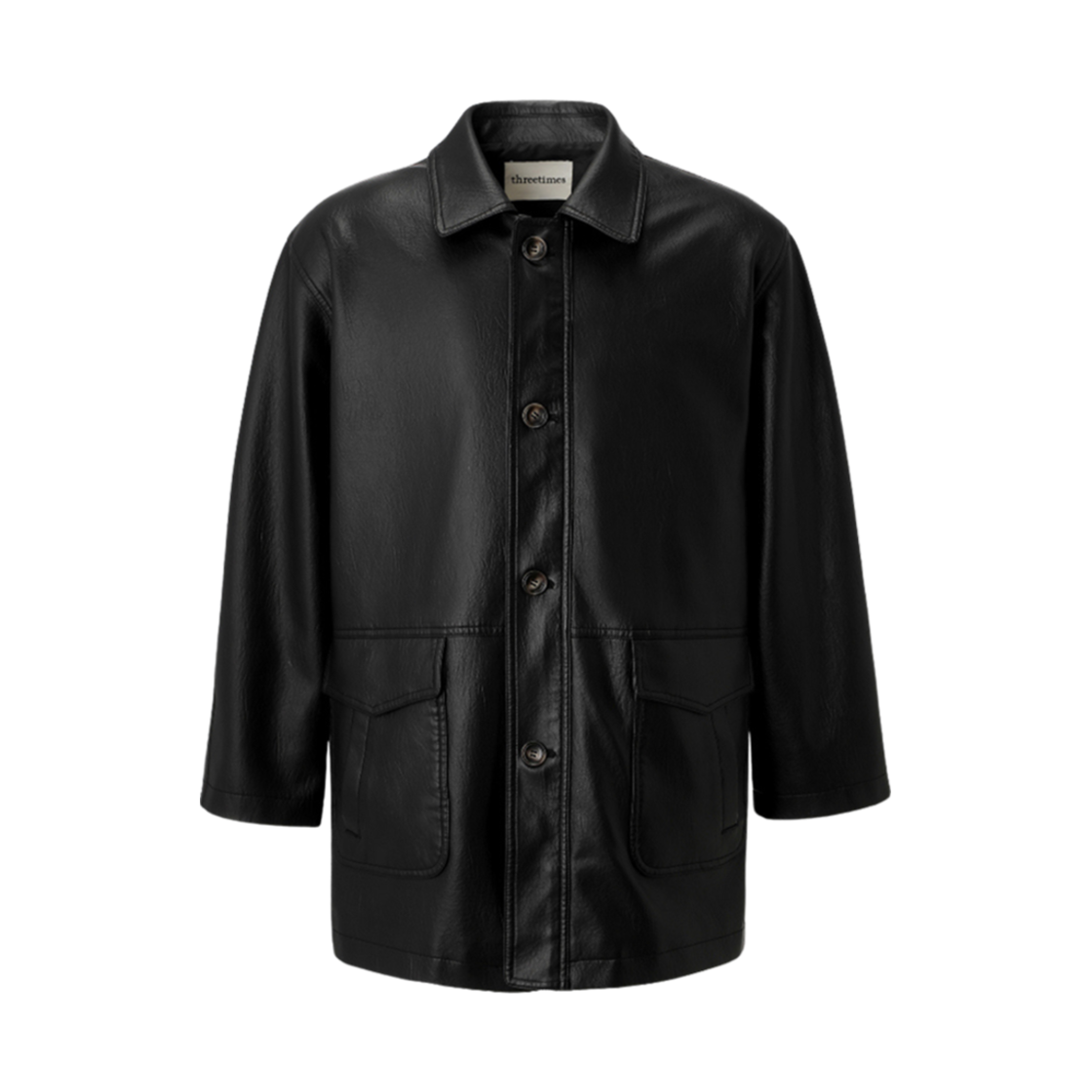 - (W) Threetimes Ethan Leather Jacket Black