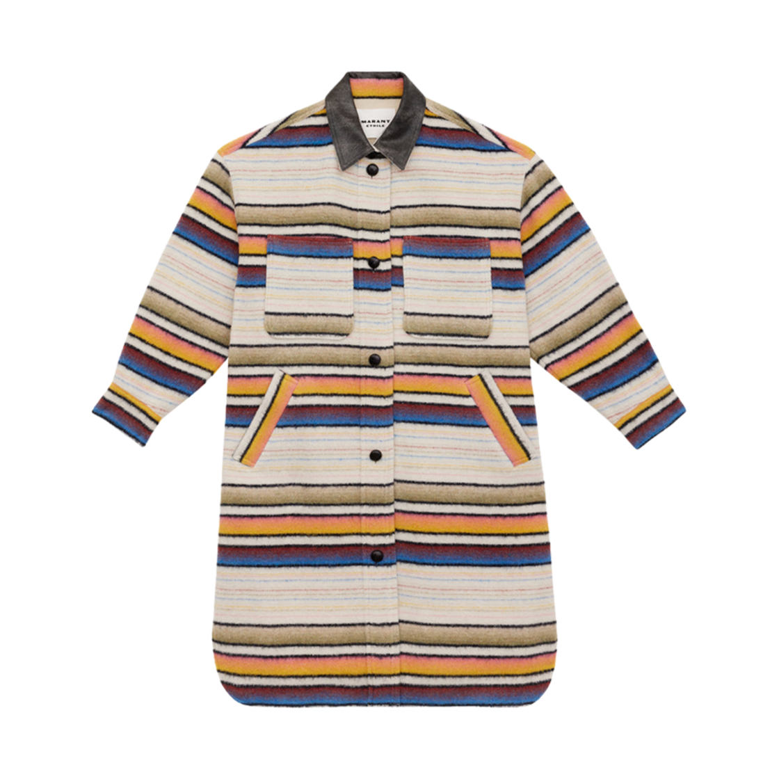 MA0368FA-C1D02E-99MU (W) Isabel Marant Djila Long Striped Wool Overshirt Coat Multicolor - 25SS