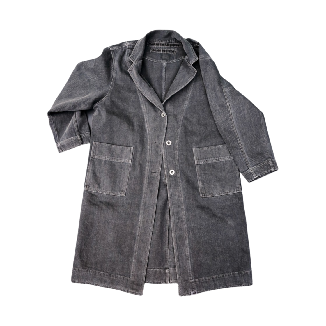 트락타트 데님 실험실 코트 가먼트 차콜 그레이(Traktat Denim Lab Coat Garment Dyed Charcoal Grey)
