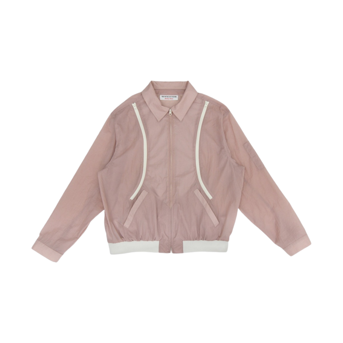 더뮤지엄비지터 아트 러브 커브드 지퍼 윈드브레이커 핑크 - 21SS(The Museum Visitor Art Love Curved Zipper Windbreaker Pink)
