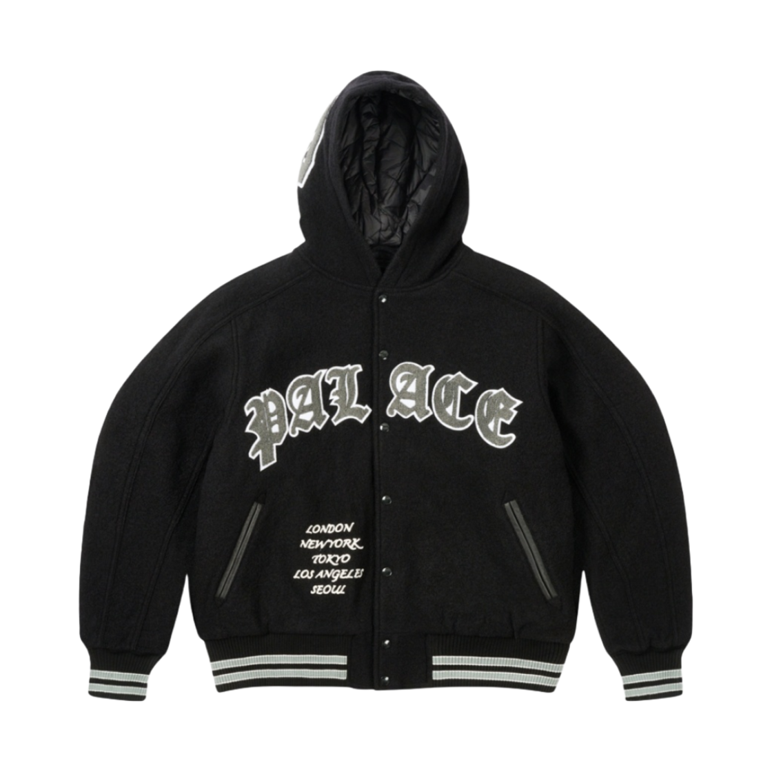 팔라스 후디드 바시티 자켓 블랙 - 24FW(Palace Hooded Varsity Jacket Black - 24FW)