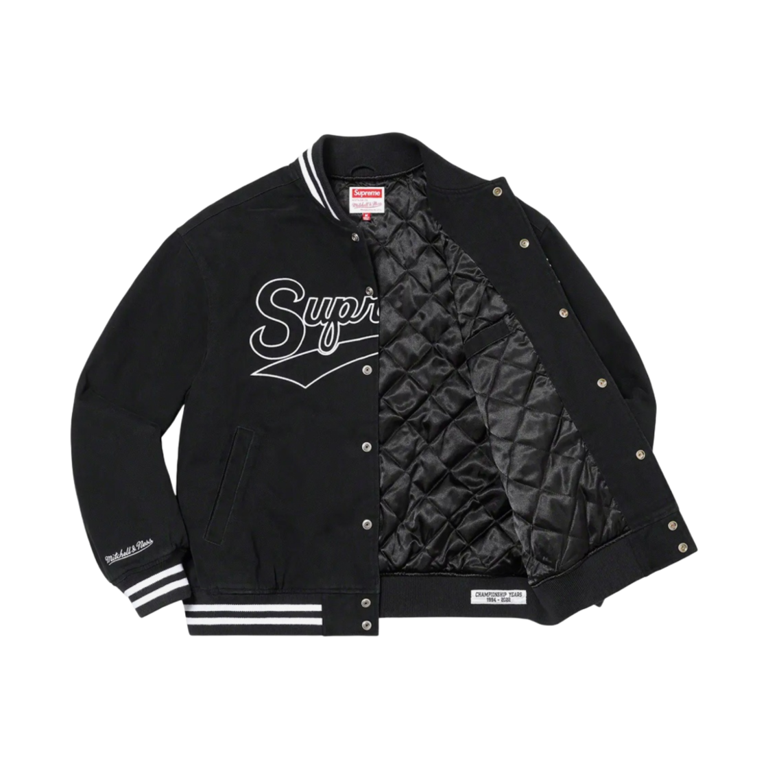 슈프림 미첼 & 네스 도우보이 트윌 바시티 자켓 블랙 - 22FW(Supreme Mitchell & Ness Doughboy Twill Varsity Jacket Black - 22FW) - 3