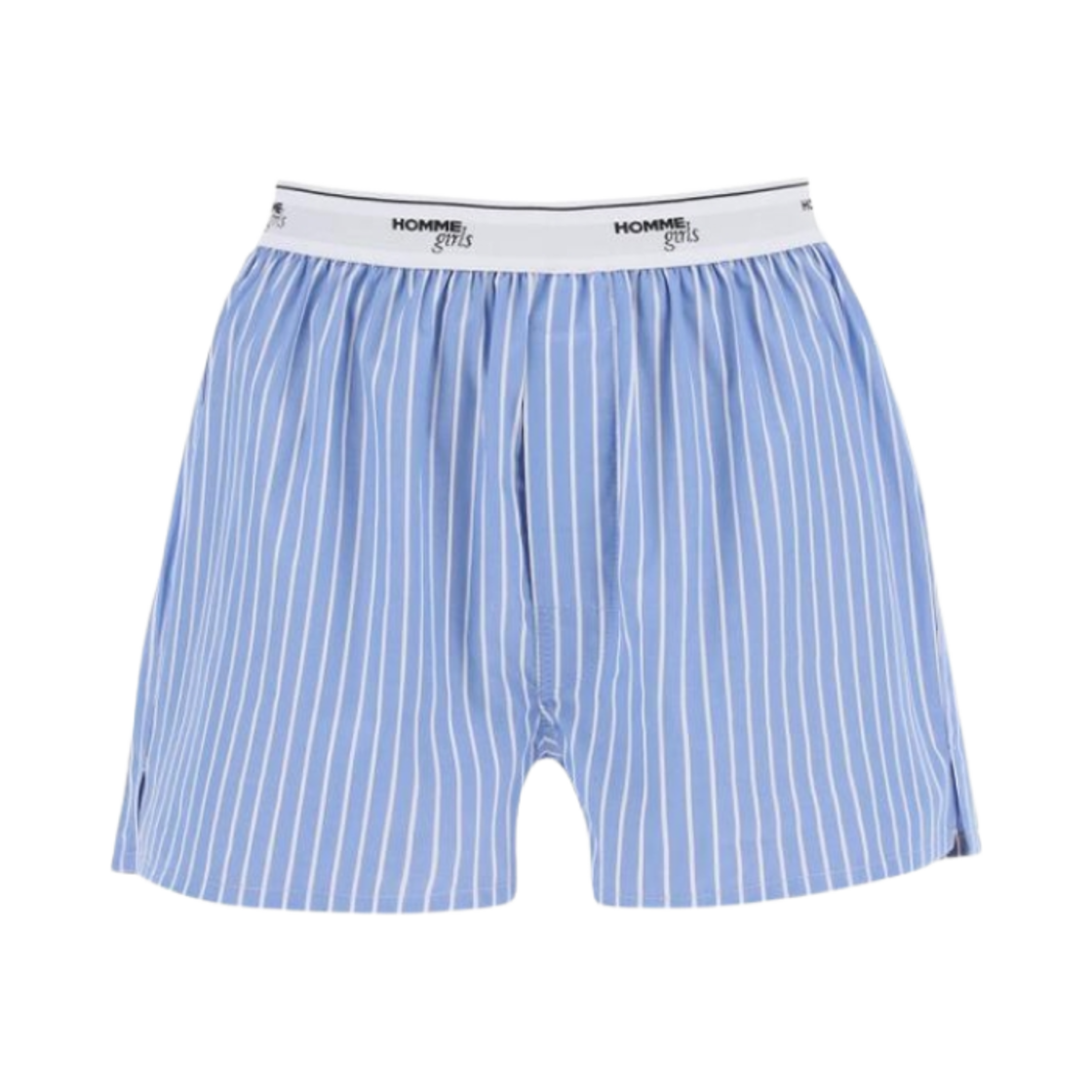 HGUN008-BLSTR (W) Homme Girls Cotton Boxer Shorts Blue Stripe