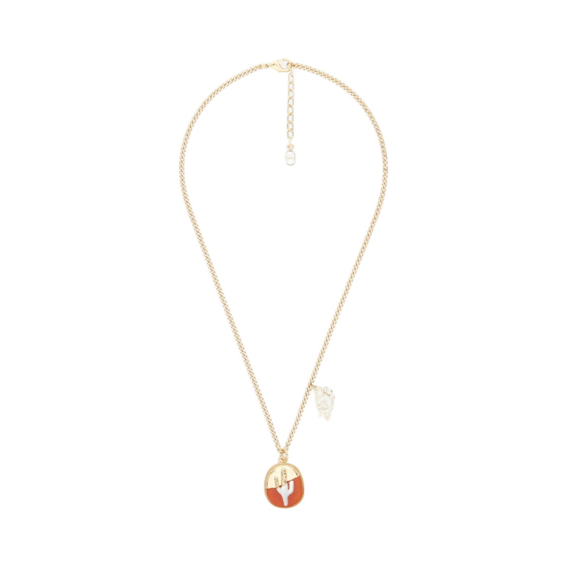 N1640HOMGM-D372 Dior x Cactus Jack Pendant Necklace Gold Finish Brass with Orange Aventurine & White Mother-of-Pearl - 대표 이미지 #1