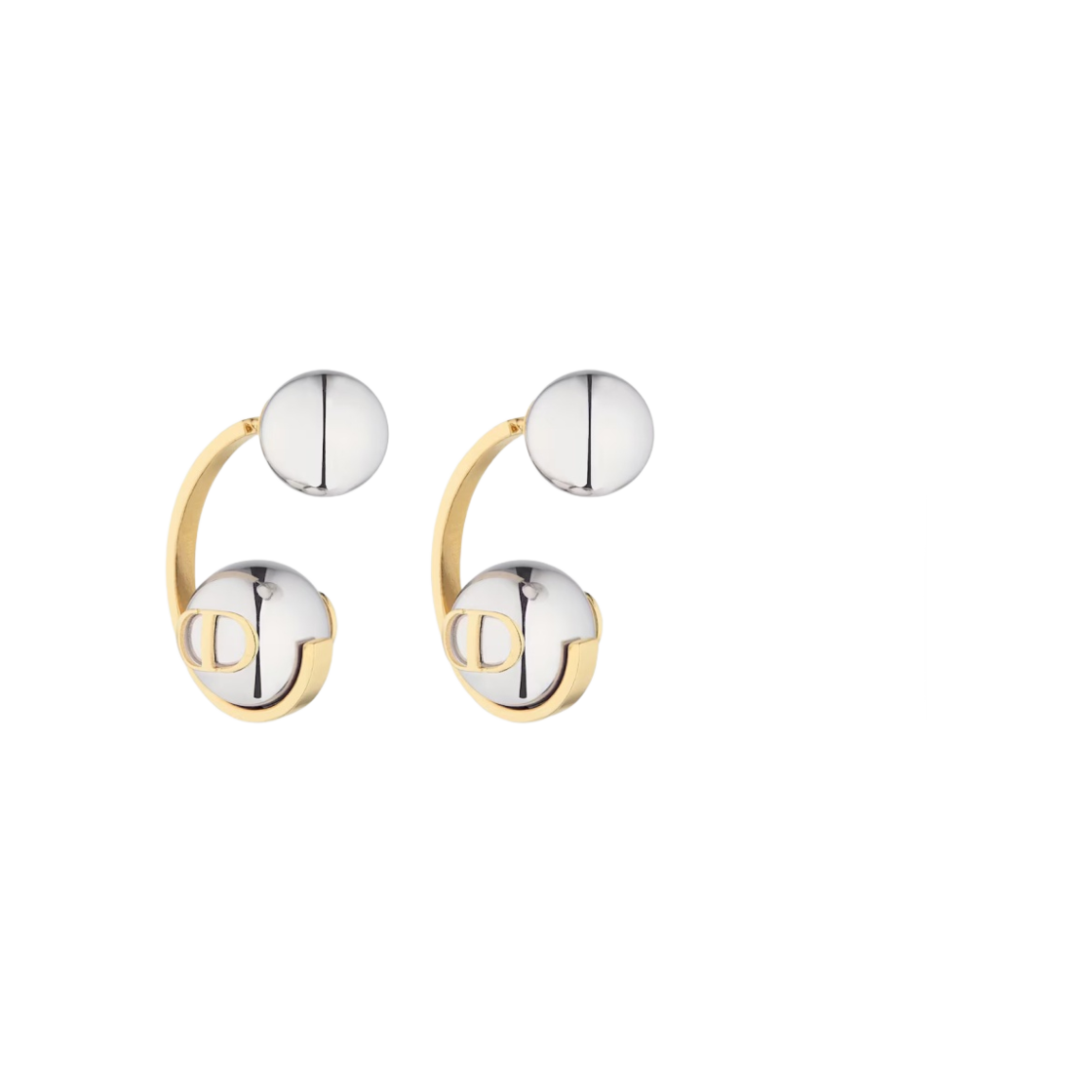 (W) 디올 트리발 이어링 골드 피니쉬 실버 피니쉬 메탈((W) Dior Tribales Earrings Gold Finish Silver Finish Metal) - 1
