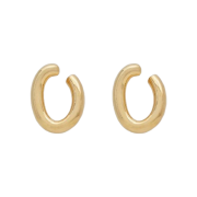 (W) Saint Laurent Oversized Metal Link Earrings Brass Gold