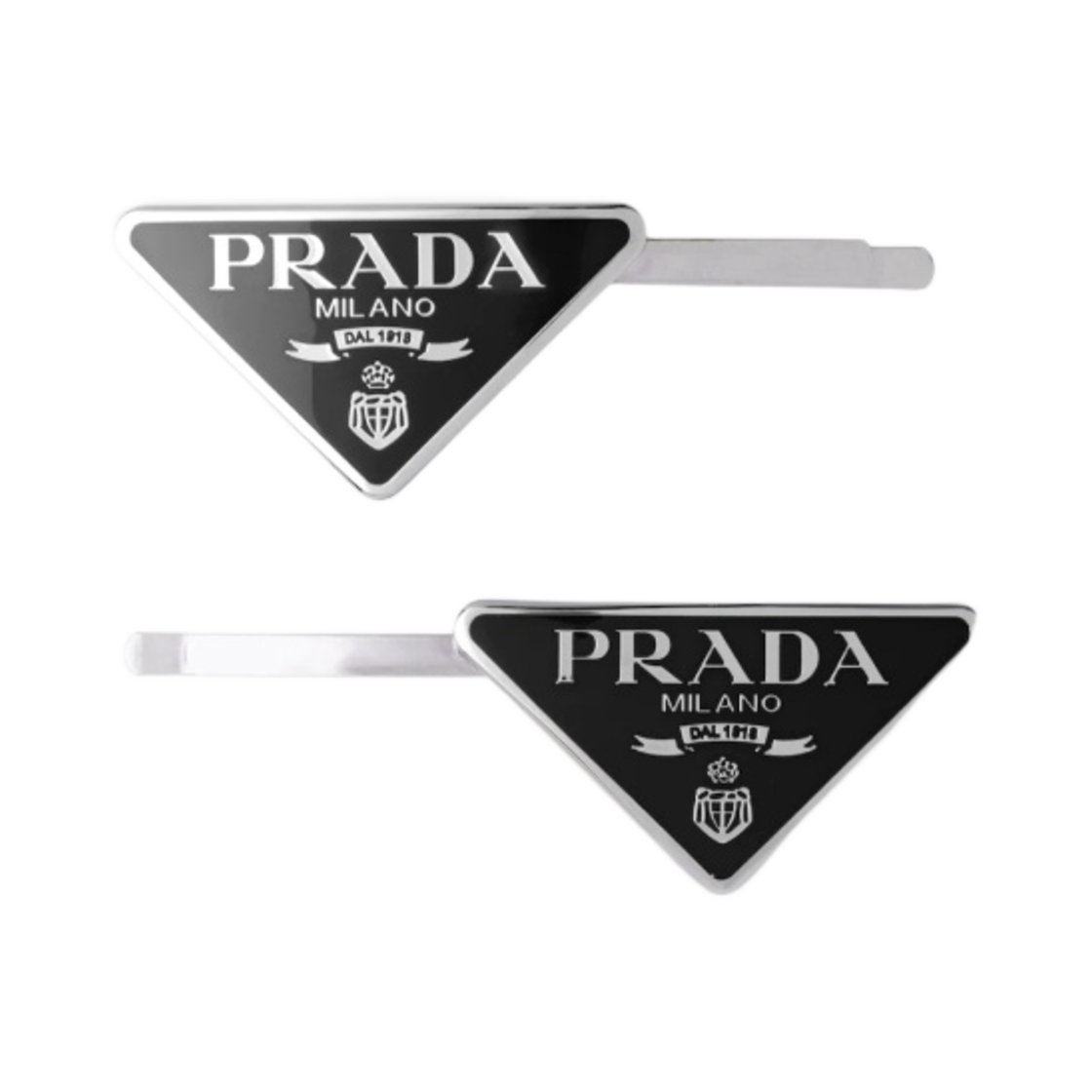 (W) 프라다 메탈 헤어 클립스 블랙((W) Prada Metal Hair Clips Black)