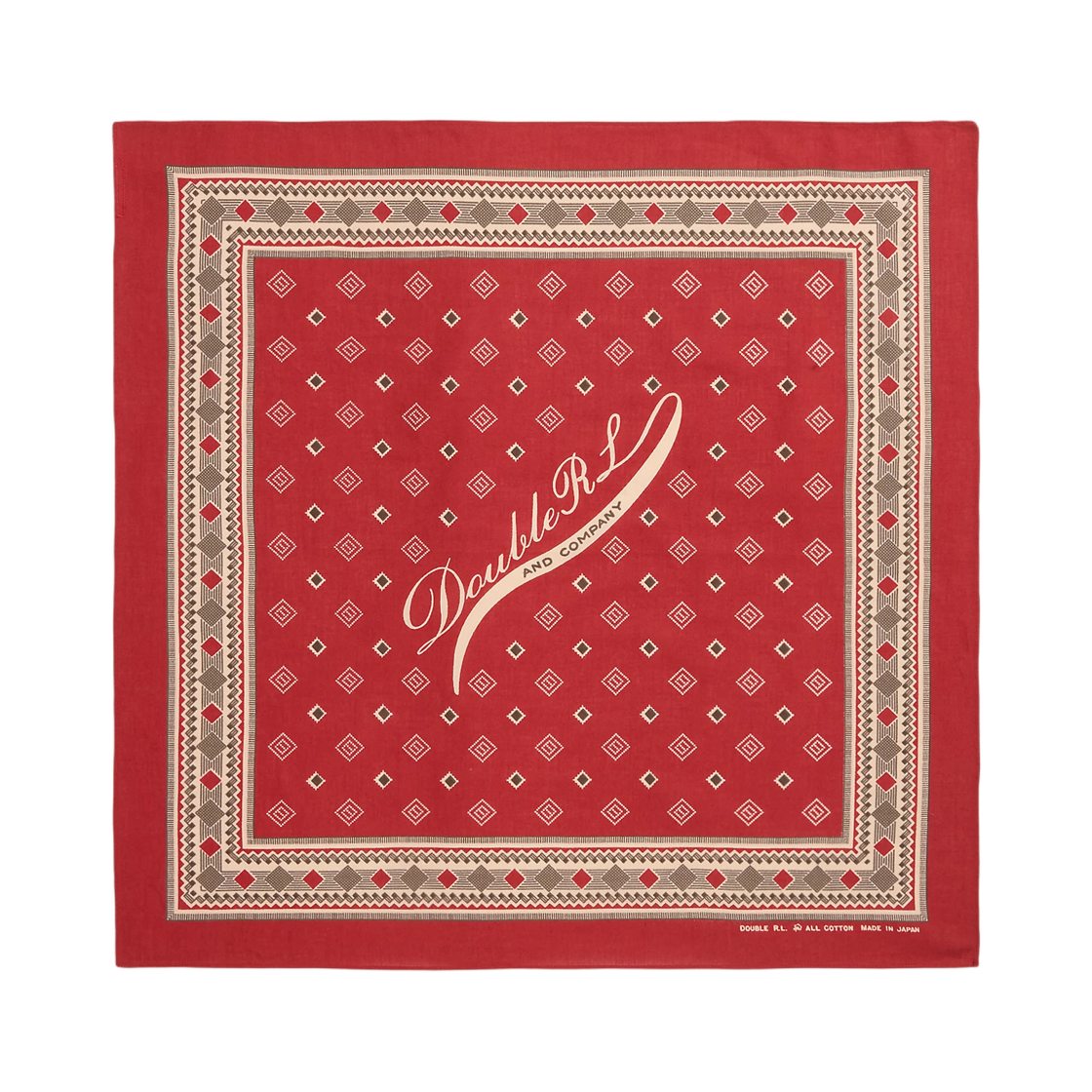 더블알엘 다이아몬드 프린트 코튼 반다나 레드 크림 브라운(Double RL Diamond Print Cotton Bandana Red Cream Brown) - 1