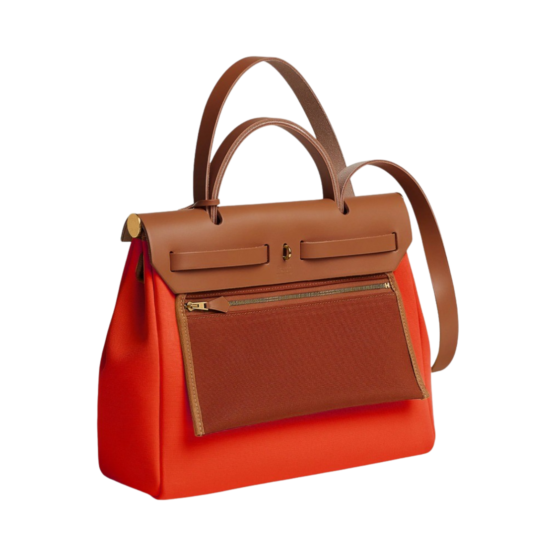 에르메스 에르백 집 31 베르소 백 르투르네 캔버스 & 골드 하드웨어 오랑쥬 메카노 퀴브레 포브(Hermes Herbag Zip 31 Verso Bag Retourne Canvas & Gold Orange Mecano Cuivre Fauve) - 3