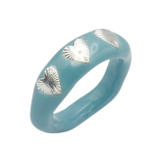 Nff Shield Heart Ring Pale Blue