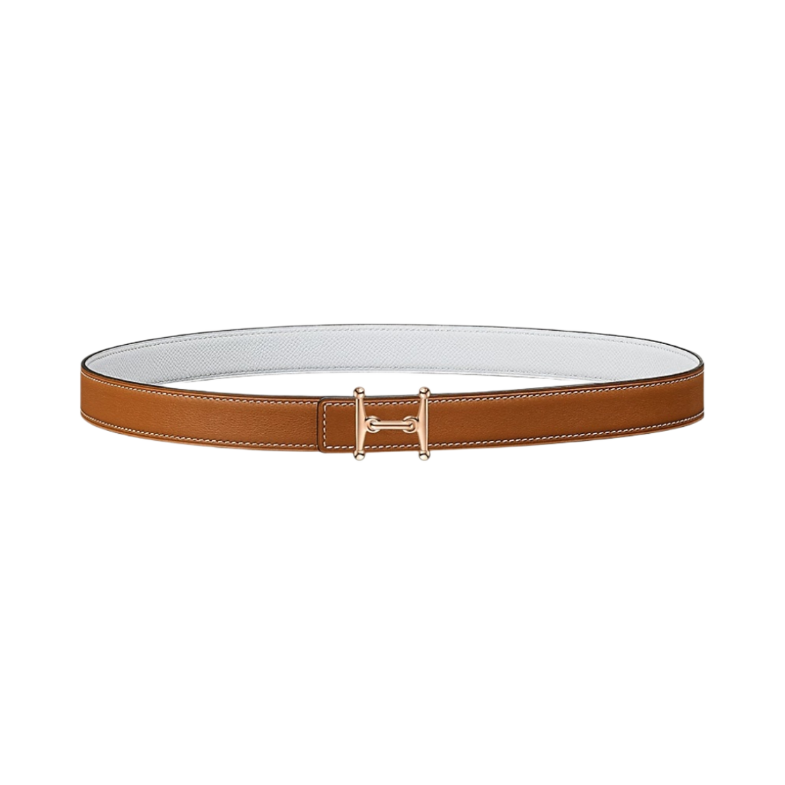 (W) 에르메스 모스 H 벨트 버클 & 리버서블 가죽 스트랩 24mm & 핑크 골드 골드 블랑((W) Hermes Mors H Belt Buckle & Reversible Leather Strap 24mm & Pink Gold Gold Blanc) - 1