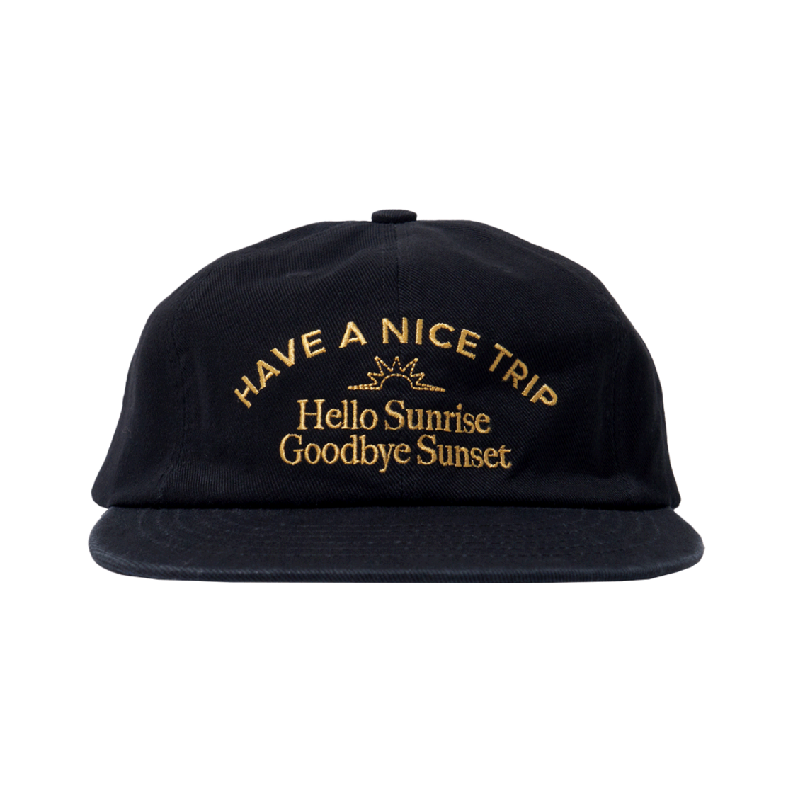 HS52CA612BK0 Hello Sunrise Washed Typo Arch Logo 6panel Cap Black